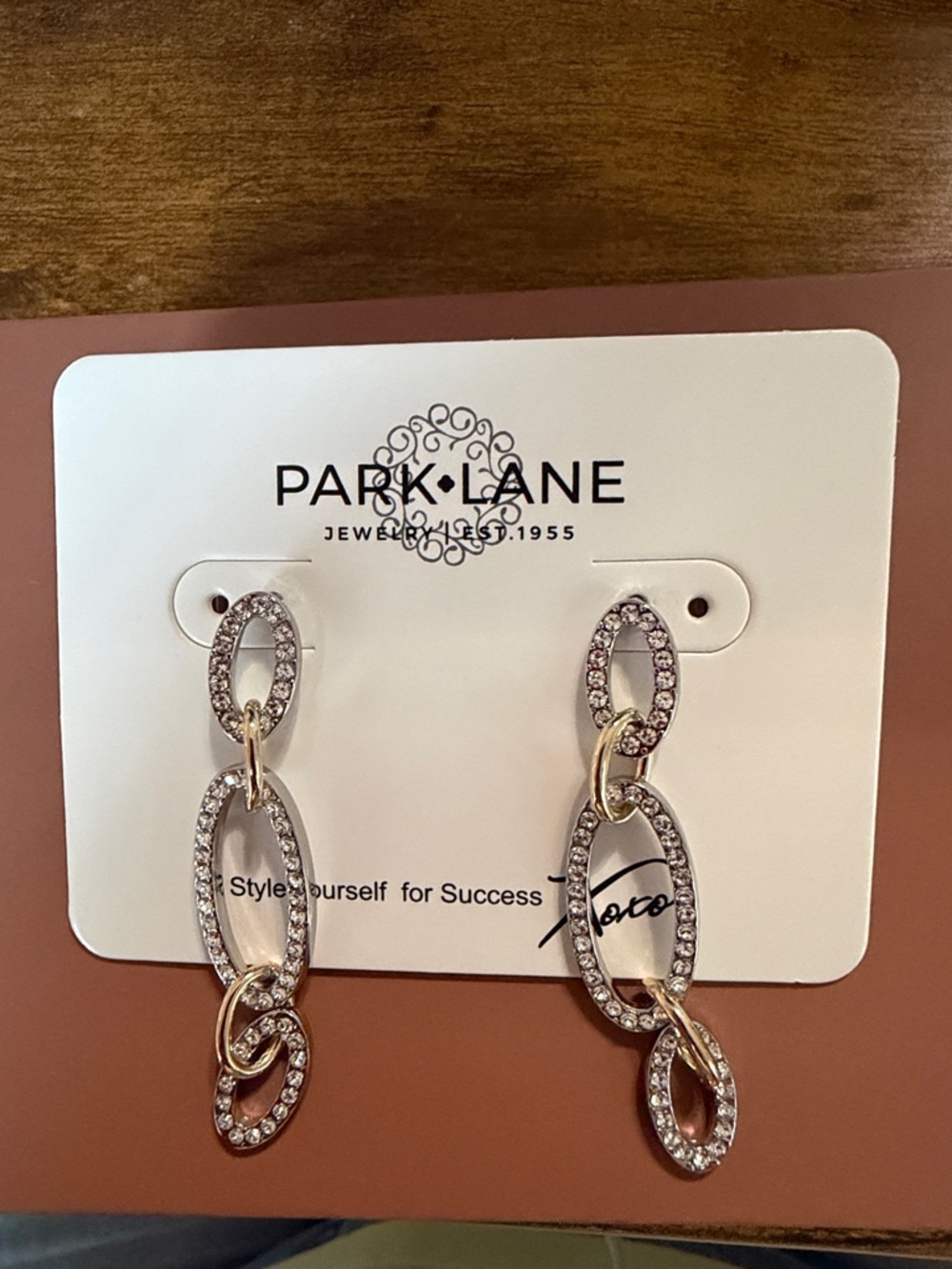 Park Lane Rose Gold and Pink Crystal Link Drop Earrings